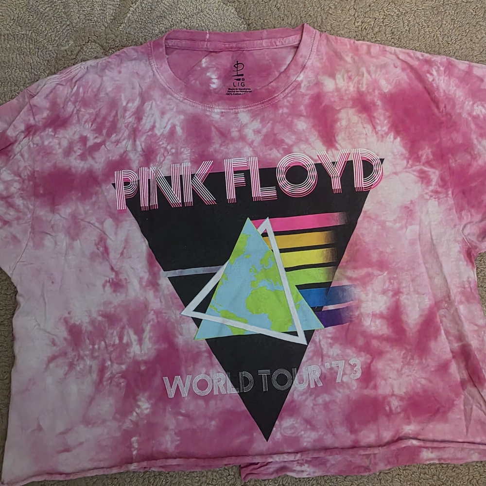 Pink Tie-Dye Pink Floyd Graphic Half T-Shirt